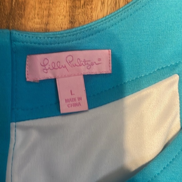 Lilly Pulitzer women’s dress large 12 14 mini Agatha Turquoise blue stretch NWOT - Picture 4 of 11